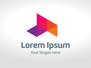 Colorful triangle logo design with square letter triangle pixel