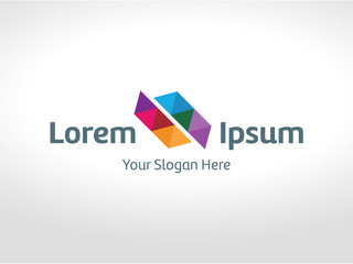 Colorful triangle logo design with square letter triangle pixel