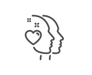 Heart line icon. Couple love emotion sign. Valentine day symbol. Quality design element. Linear style heart icon. Editable stroke. Vector