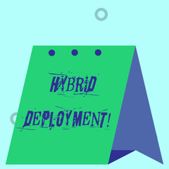 Word writing text Hybrid Deployment. Business photo showcasing a combination of onpremises applications or data Modern fresh and simple design of calendar using hard folded paper material