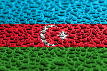 National flag of Azerbaijan made of water drops. Background forecast concept.