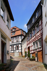 Fototapeta na wymiar Medieval patrician house in old town of Gelnhausen, Hesse