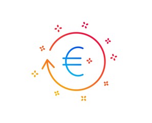 Euro Money exchange line icon. Banking currency sign. EUR Cash symbol. Gradient design elements. Linear exchange currency icon. Random shapes. Vector