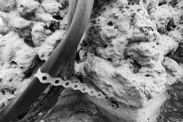 Monochrome wires attached by metal perforated tape