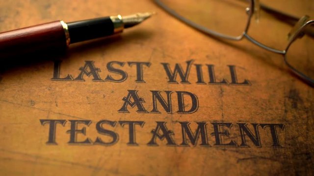 Last will and testament fountain pen and glasses