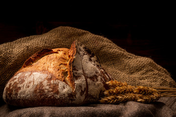 Golden crispy loaf of bread