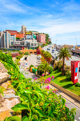 Panoramic view  of Genoa (Genova) in a beautiful summer day, Liguria, Italy