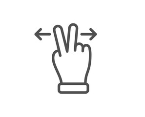 Touchscreen gesture line icon. Slide arrow sign. Swipe action symbol. Quality design element. Linear style touchscreen gesture icon. Editable stroke. Vector