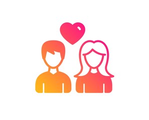 Couple with Heart icon. Users Group sign. Male and Female Person silhouette symbol. Classic flat style. Gradient couple love icon. Vector