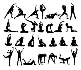 Yoga Sport Activity Silhouettes, art vector design