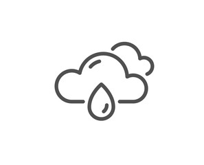 Rainy weather forecast line icon. Clouds with rain sign. Cloudy sky symbol. Quality design element. Linear style rainy weather icon. Editable stroke. Vector