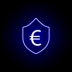 shield euro icon in neon style. Element of finance illustration. Signs and symbols icon can be used for web, logo, mobile app, UI, UX