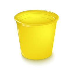 A yellow plastic bucket for household purposes. vector illustration.