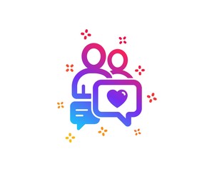 Couple communication icon. Love chat symbol. Valentines day sign. Dynamic shapes. Gradient design dating chat icon. Classic style. Vector