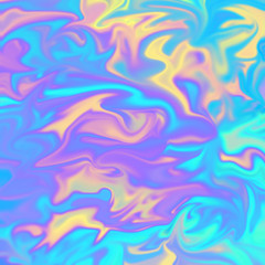 Fototapeta premium Holographic Swirls Background - Abstract holographic marbling effect with iridescent colors