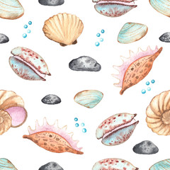 Watercolor children's seamless patterns with underwater creatures: whale, turtle, crab, octopus, starfish, narwhal, jellyfish, seaweed, corals, shells for baby shower, shirt design, invitations