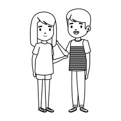 cute little kids couple characters