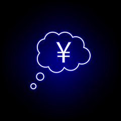 bubble yuan icon in neon style. Element of finance illustration. Signs and symbols icon can be used for web, logo, mobile app, UI, UX