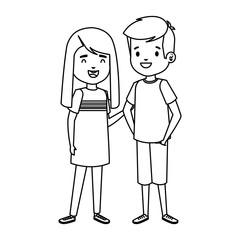 cute little kids couple characters