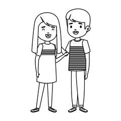 cute little kids couple characters