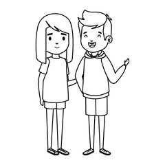 cute little kids couple characters