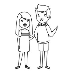 cute little kids couple characters