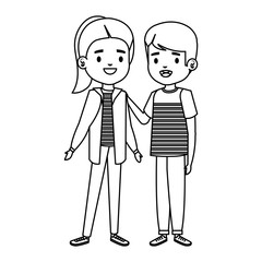 cute little kids couple characters