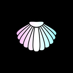 Vector holographic icon logo of sea shell isolated on black background