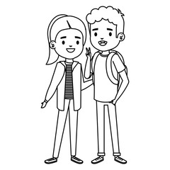 cute little kids couple characters