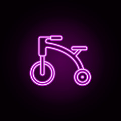 tricycle neon icon. Elements of toys set. Simple icon for websites, web design, mobile app, info graphics