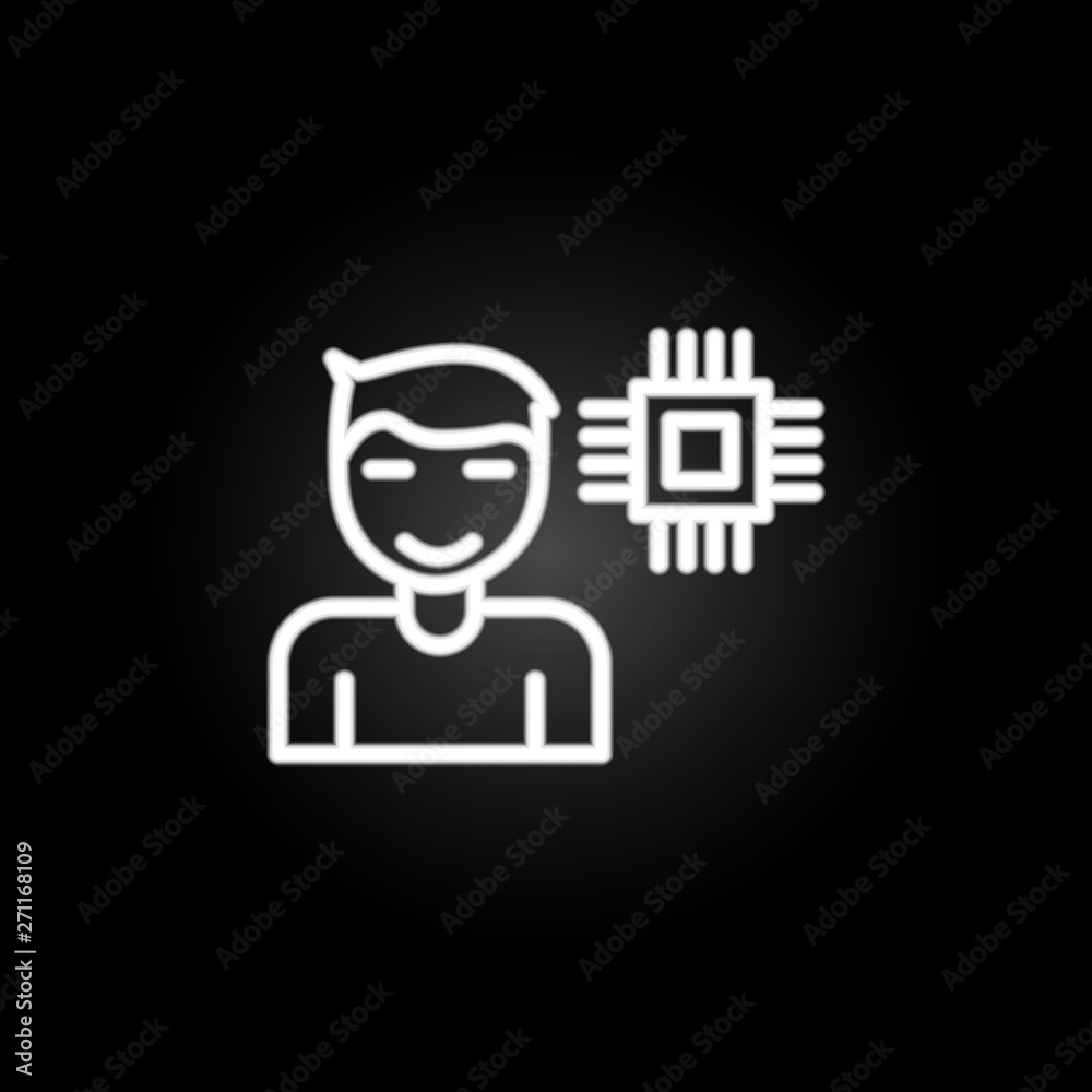 Poster computer programmer, it engineer, software engineer neon icon. elements of technology set. simple ic