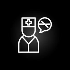 doctor, no smoking, warming, healthcare neon icon. Elements of quit smoking set. Simple icon for websites, web design, mobile app, info graphics