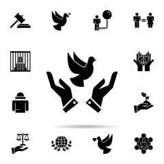 dove, hands, peace icon. Universal set of peace and humanrights for website design and development, app development