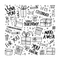 Happy birthday hand drawn quote. Vector text.