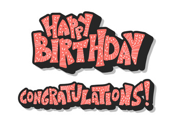 Happy birthday hand drawn quote. Vector text.