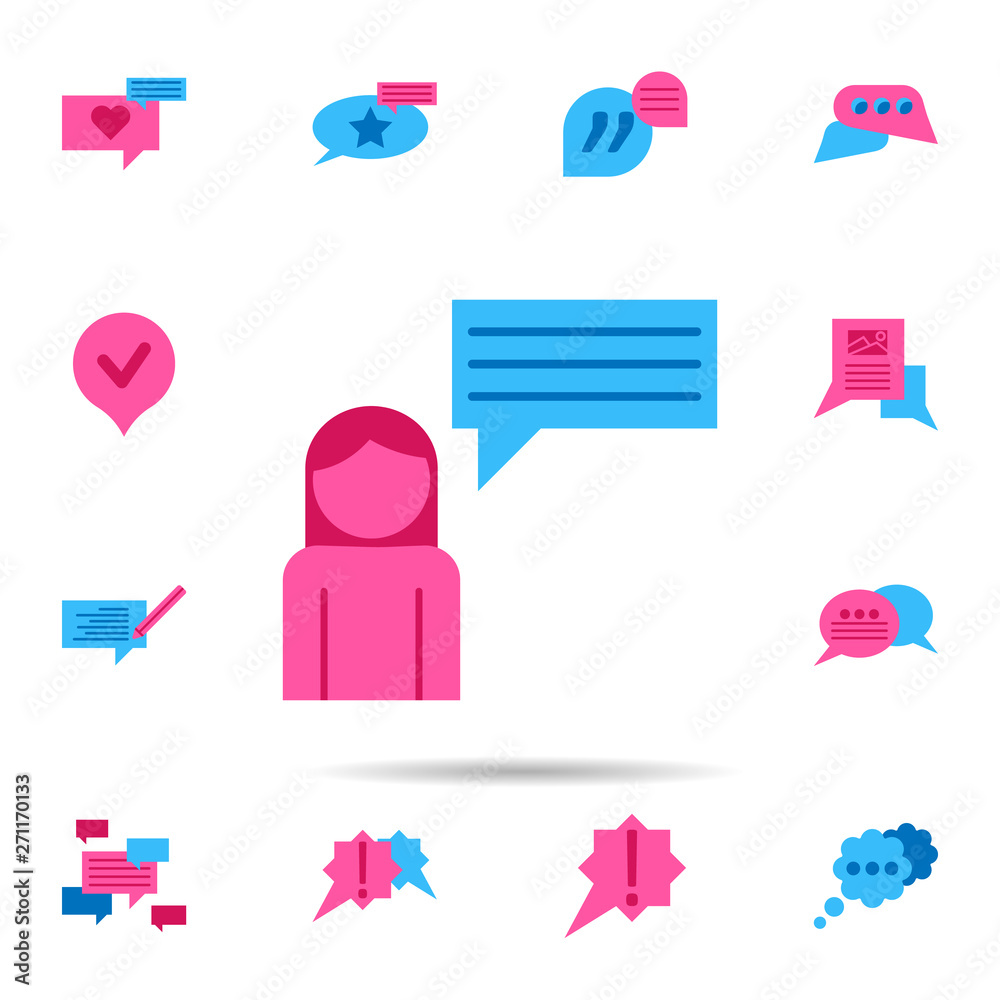 Poster chat, talk color icon. universal set of chat for website design and development, app development