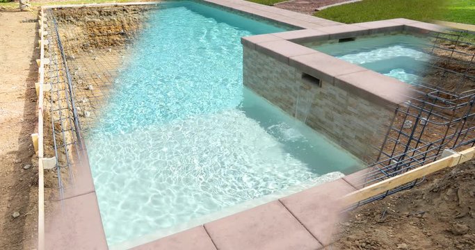 4k Swimming Pool Construction Site Fading to Completion