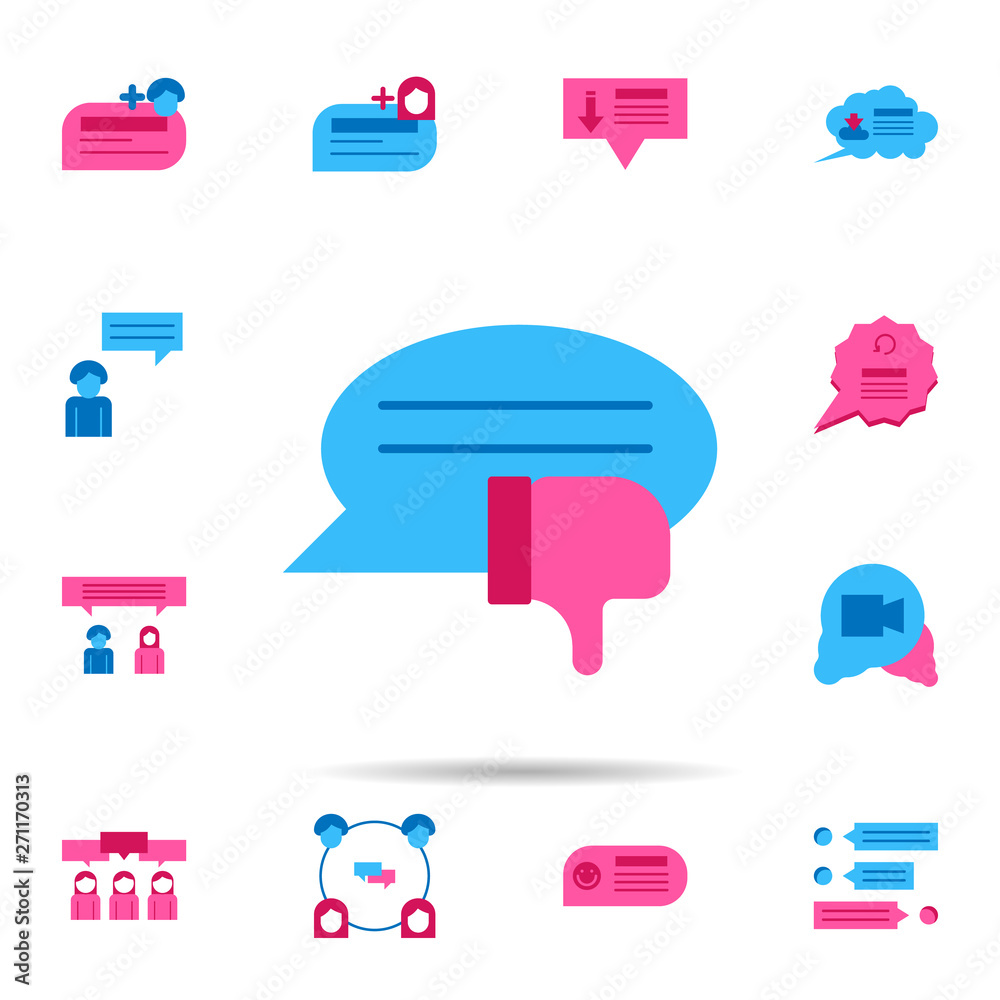 Poster chat, thumb down color icon. universal set of chat for website design and development, app developme