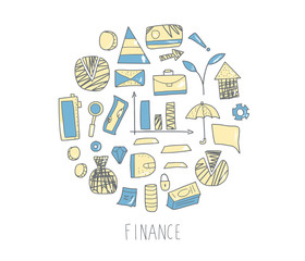 Set of finance elements. Vector signs isolated.