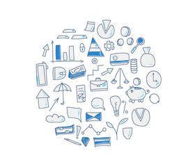 Set of finance elements. Vector signs isolated.