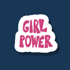 Girl power quote isolated. Vector color text.