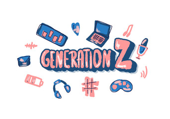 Generation z poster. Vector concept text and decor - obrazy, fototapety, plakaty