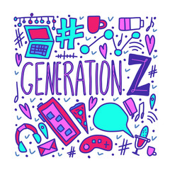 Generation z poster. Vector concept text and decor