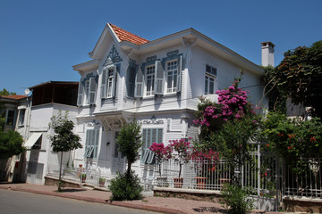 Fototapeta na wymiar Old house at Prince Island Buyukada in Marmara Sea, Istanbul, Turkey.