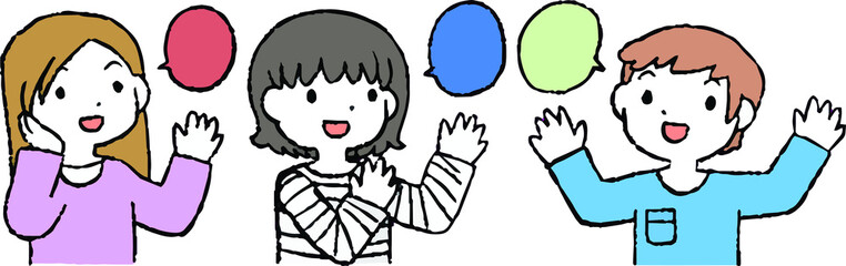Illustration of cute people having a conversation 