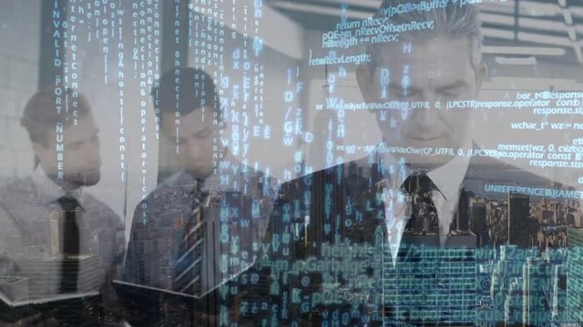 Businessman smiling in the office