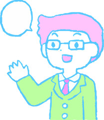 Pop Illustration of cute working people having a conversation 