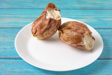 Glutinous rice or  Lemang Periuk Kera cooked in pitcher plant leaves.Malay food traditional famous in Hari Raya festive.