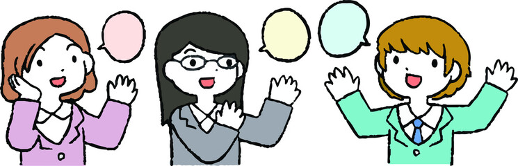 Illustration of cute working people having a conversation set.epsIllustration of cute working people having a conversation