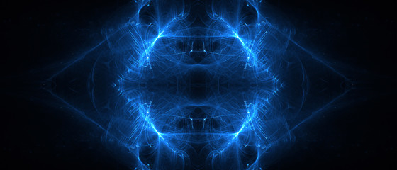 blue circular wave glow. kaleidoscope lighting effect.